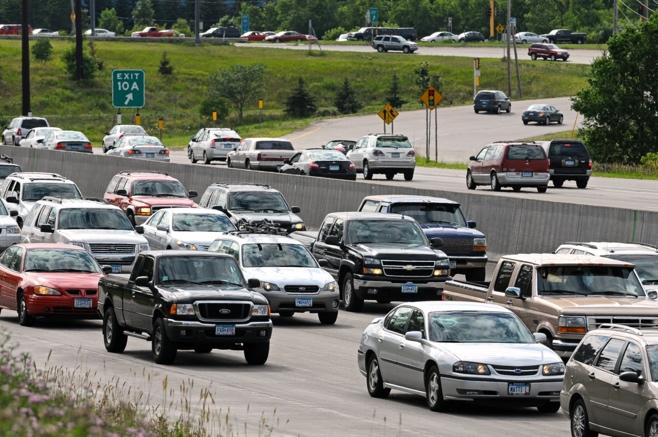 photo of traffic jam on interstate