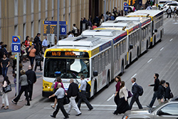 express bus in downtown Minneapolis